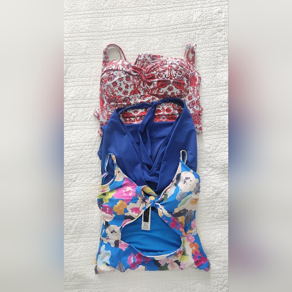 Vibrant Floral and Blue One Piece Swimsuit